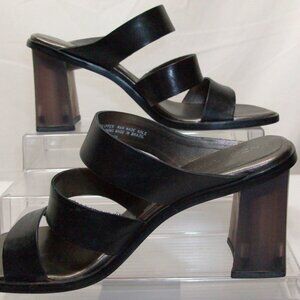 Enzo Angiolini Y Ceris Black Calf Leather Block heel Sandal Size 6 M Vintage